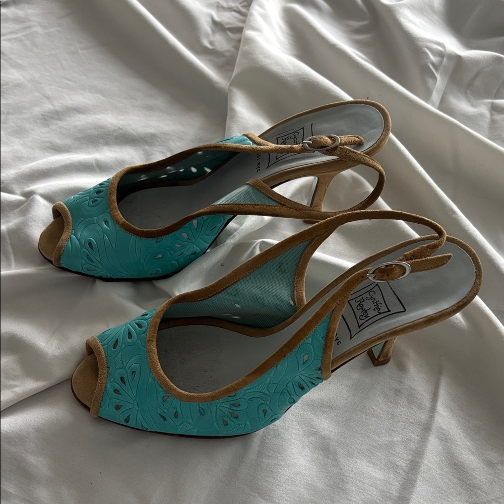 Sophia Webster Turquoise and Tan Heels - Picture 4 of 9